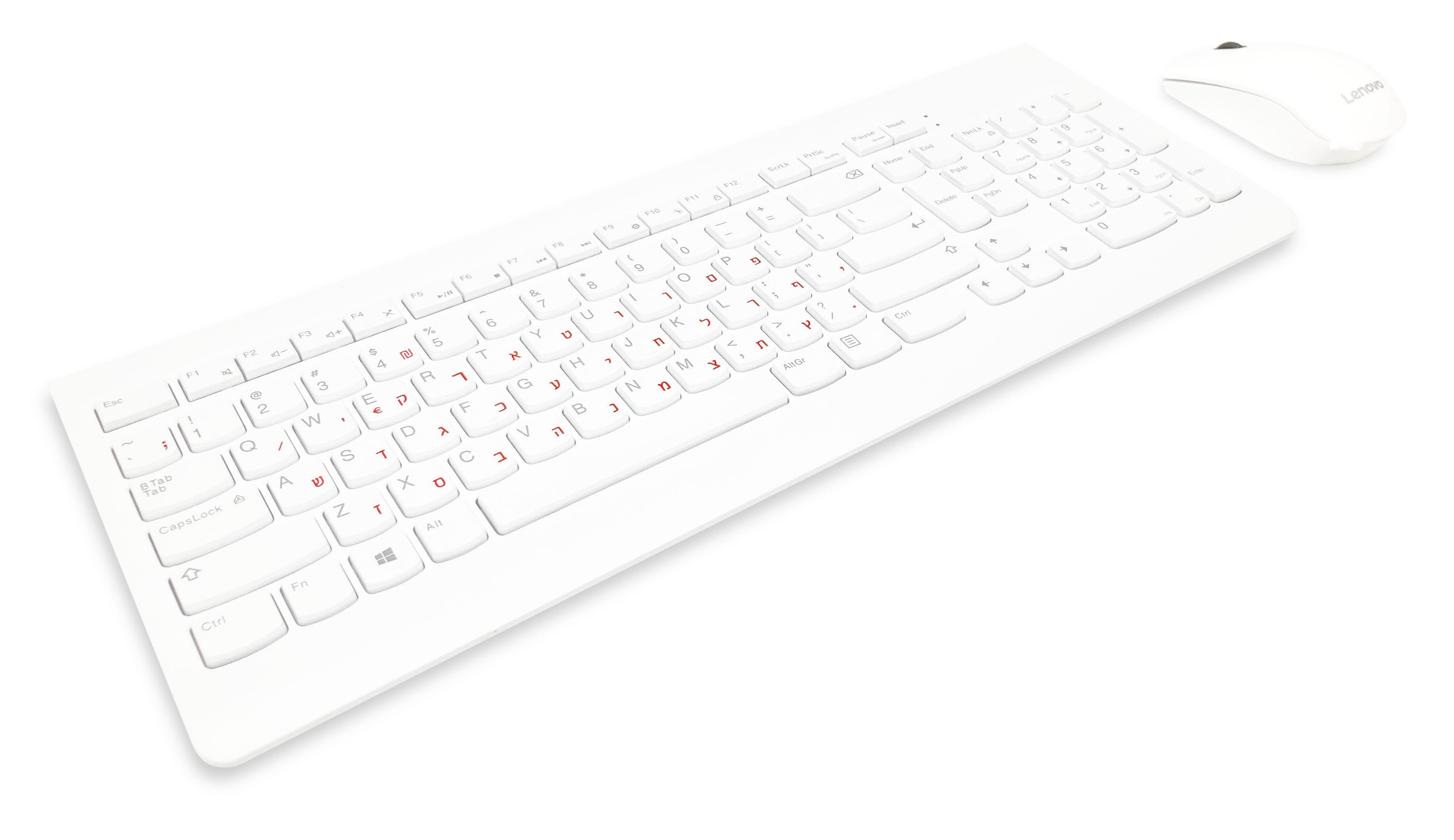 סט מקלדת ועכבר אלחוטי לבן/שחור lenovo 510 wireless combo keyboard & mouse