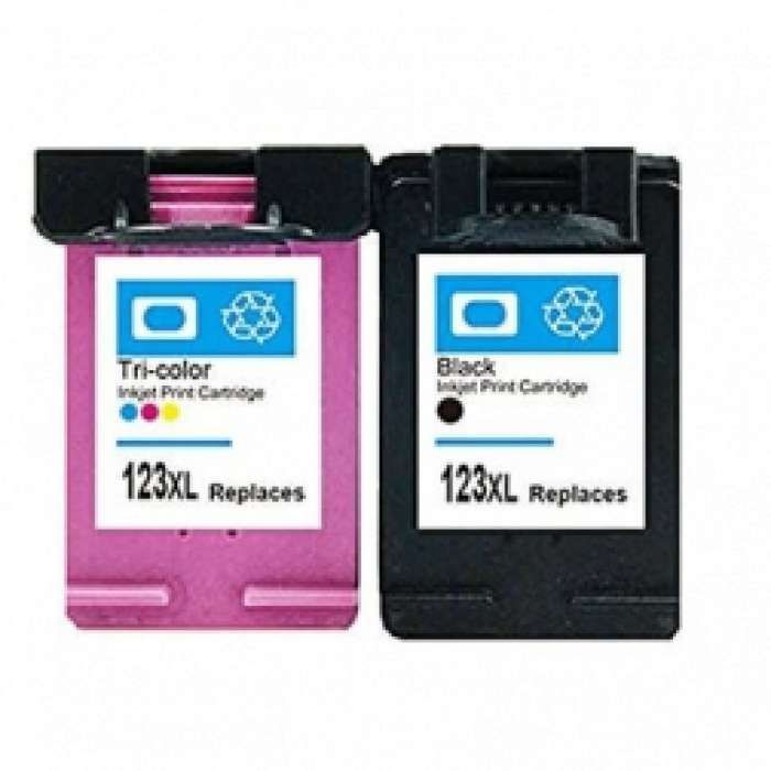 סט ראשי דיו צבעוני ושחור מקורי HP 123